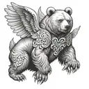 bear with angel wings tattoo design idea