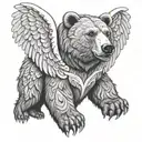 bear with angel wings tattoo design idea