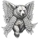 bear with angel wings tattoo design idea