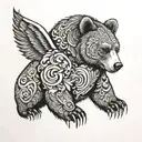 bear with angel wings tattoo design idea