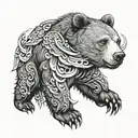 bear with angel wings tattoo design idea