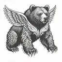 bear with angel wings tattoo design idea