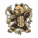 kanji with bear head tattoo design idea