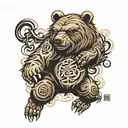 kanji with bear head tattoo design idea