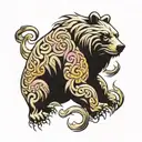 kanji with bear head tattoo design idea