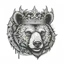 bear head with a crown tattoo design idea