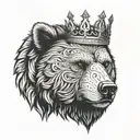 bear head with a crown tattoo design idea