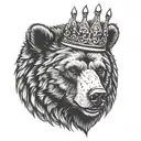 bear head with a crown tattoo design idea