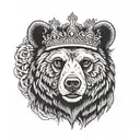 bear head with a crown tattoo design idea