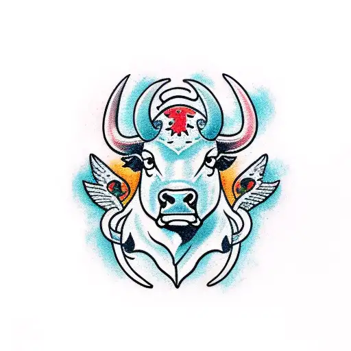 aggressive bull taurus tattoo design idea