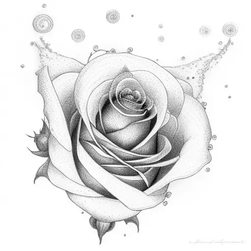 long rose with malathy written in stem tattoo design idea