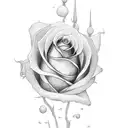 long rose with malathy written in stem tattoo design idea