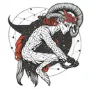Aries constellation intertwined with a red-haired figure, incorporating elements from the Wheel of Time series tattoo design idea
