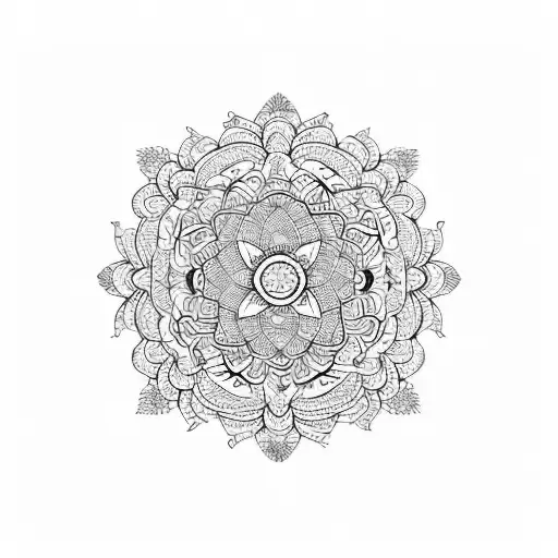 Mandala and flowers geometríc design tattoo design idea