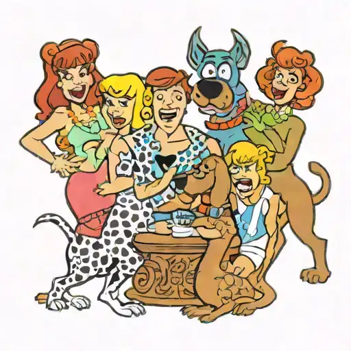 the scooby doo gang having an orgy  tattoo design idea