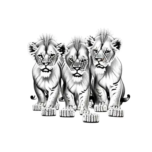 lion with cubs tattoo design idea