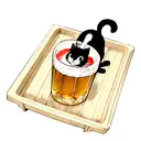 cat drinking beer tattoo design idea