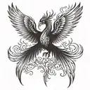 phoenix with flame like wings tattoo design idea