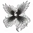 phoenix with flame like wings tattoo design idea