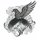 phoenix with flame like wings tattoo design idea