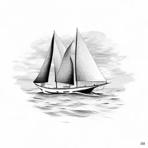 narrow Sailboat with shadow tattoo design idea