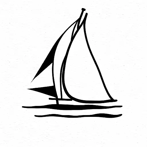 narrow Sailboat with shadow tattoo design idea