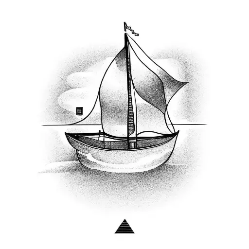 narrow Sailboat with shadow tattoo design idea