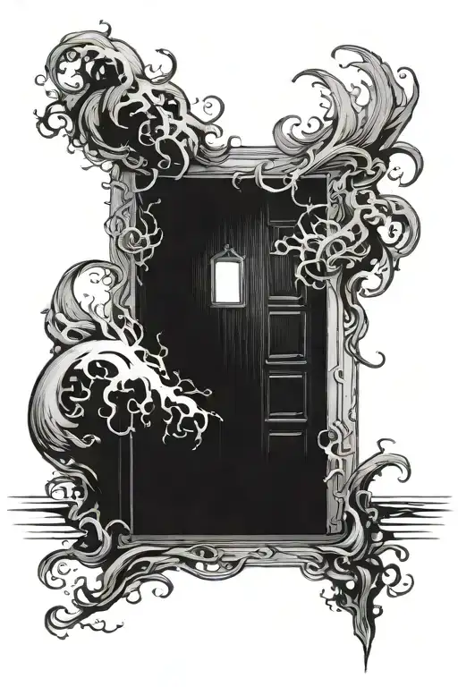 door of mystery that spills black sea tattoo design idea