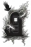 door of mystery that spills black sea tattoo design idea