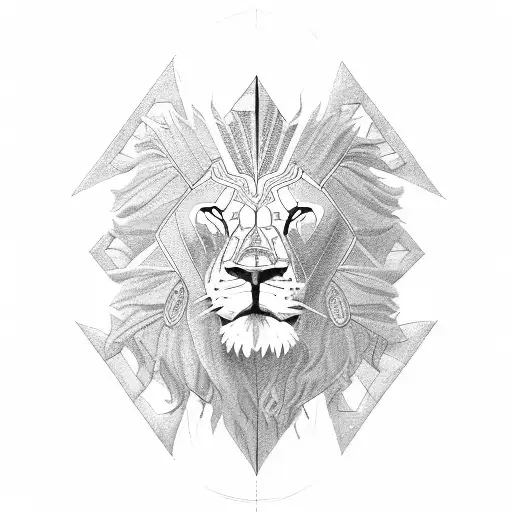 pantheon and lion tattoo design idea