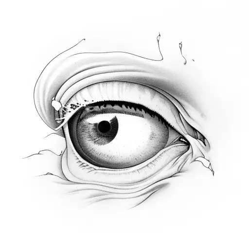 tsunami rolling with eye in center  tattoo design idea
