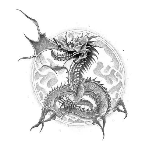 skeleton dragon tattoo design idea