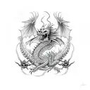 flying dragon skeleton tattoo design idea