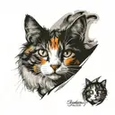 calico cat tattoo design idea