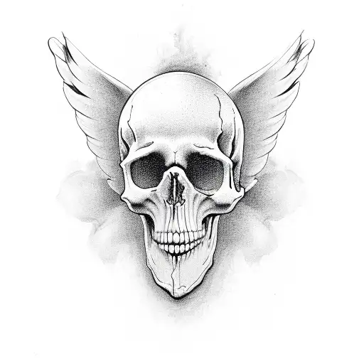 baby angel skull face tattoo design idea
