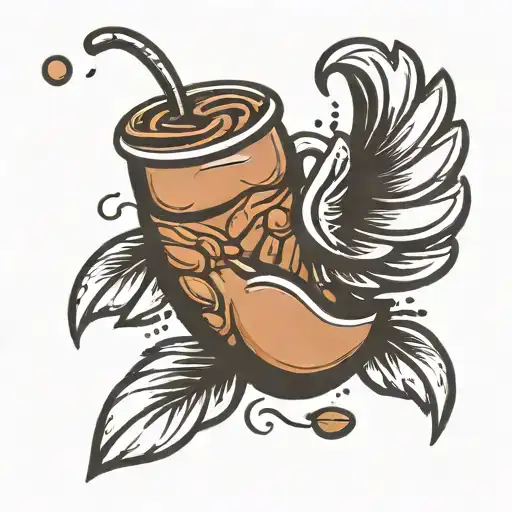 A coffee bean with wings, symbolizing the energy from caffeine tattoo design idea