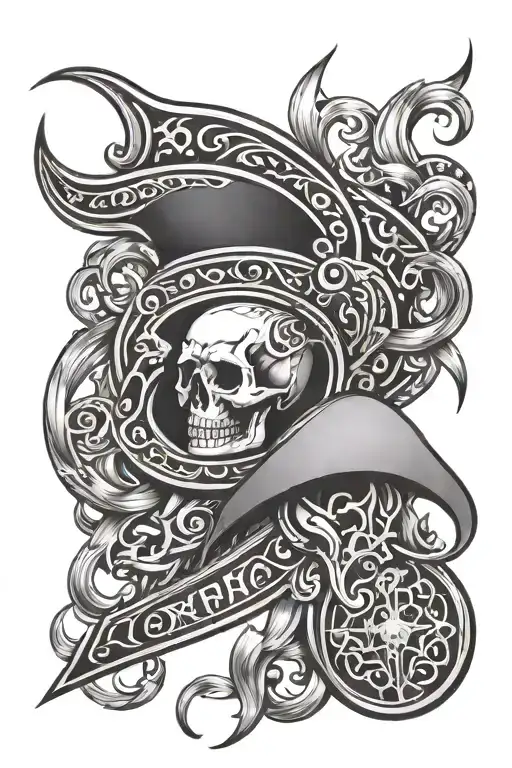 leather embroidery with turbo flames, roman's 8:18, and ace of spades  tattoo design idea