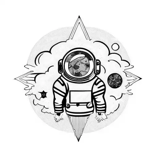 A punk-inspired astronaut floating in space tattoo design idea