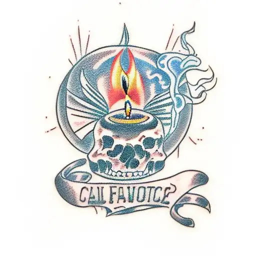 traditional candle tattoo design