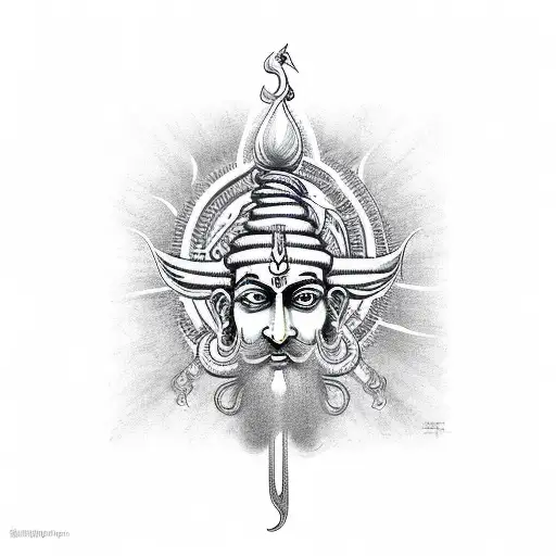 Shivji Trishul with 3rd eye tattoo design idea