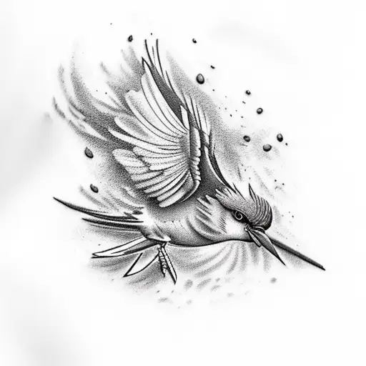 pine trees bonfire bird tattoo design idea