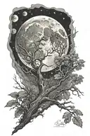 full moon night tattoo design idea