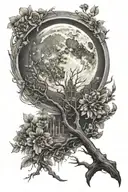 full moon night tattoo design idea