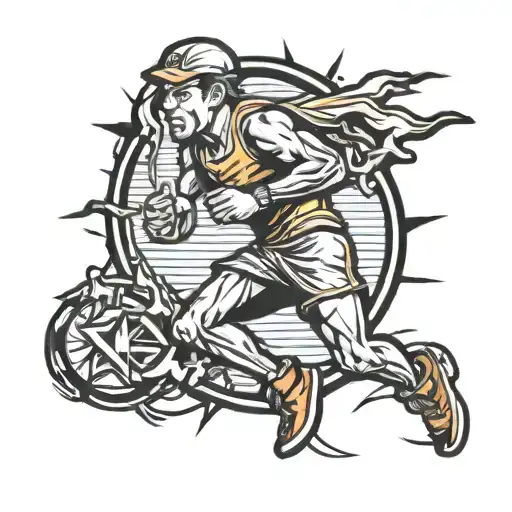 running man marathon runner tattoo design idea