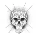 skull made out of crazy squiggly lines tattoo design idea