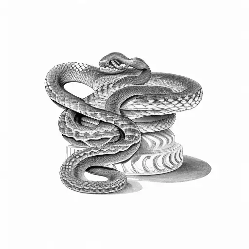 A snake coiled around a Greek column tattoo design idea