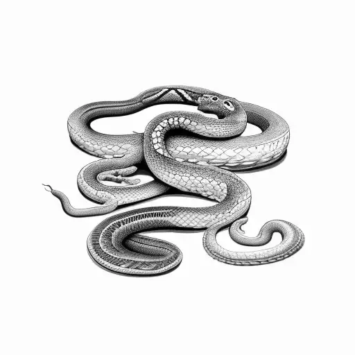 A snake coiled around a Greek column tattoo design idea