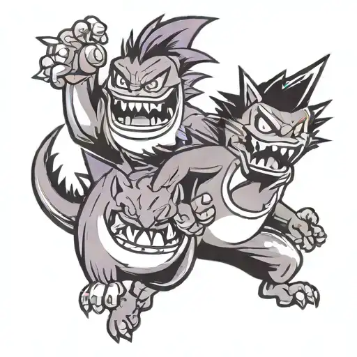 Luigi vs gengar tattoo design idea