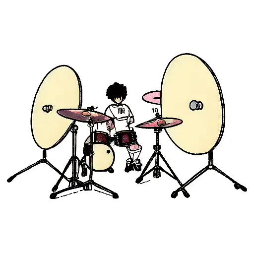 drumstick hitting cymbal tattoo design idea