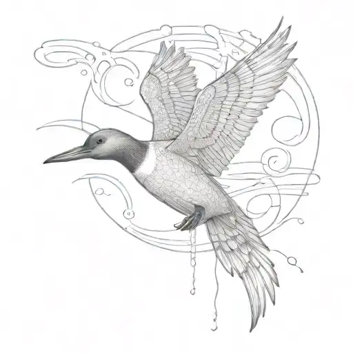 loon gracefully gliding tattoo design idea